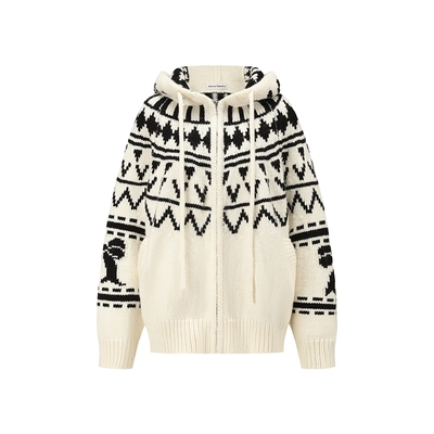 alexiasandra羊毛蝴蝶结提花外套