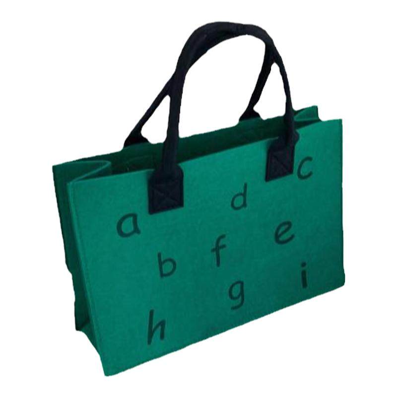 撞色字母购物袋ins风手提毛毡包便携大容量环保袋礼品袋单肩包
