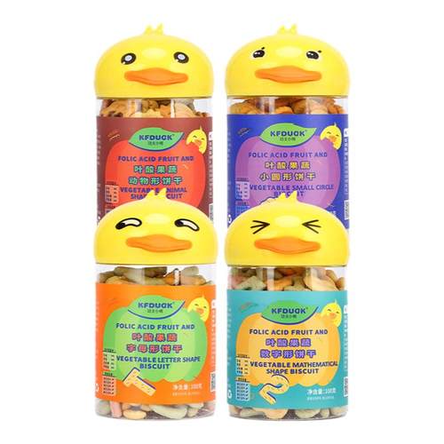 功夫小鸭叶酸饼干儿童趣味果蔬字母数字动物造型小饼干健康零嘴脆