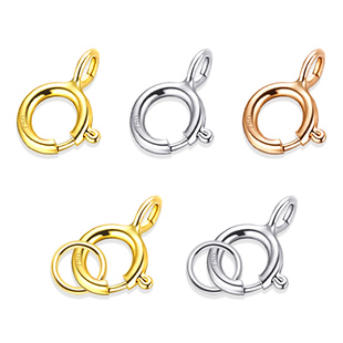 真18K金弹簧扣 细项链手链扣750玫瑰黄金K白金连接绳扣头DIY配件