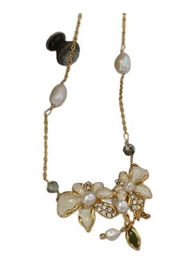 Glam Ever时尚贝壳爱心仿珍珠链条双层项链女 法式新款叠戴锁骨链