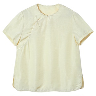 布小匠原创设计真丝暗花绸桑蚕丝花边领上衣女2025新款文艺衬衫夏