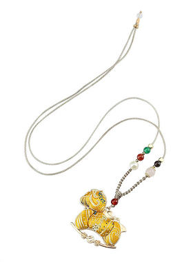 非遗仿宋锦双面小马吊坠项链