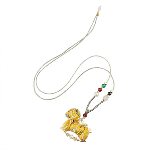 非遗仿宋锦双面小马吊坠项链新中式毛衣链马上有钱国风旗袍挂链