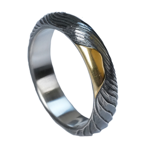 斯吾银饰《兰舟》纯银999雕刻波纹高级感复古黑个性指环男戒指女