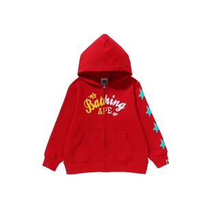 BAPE童装秋冬撞色字母星标印花图案拉链连帽卫衣外套15001ML