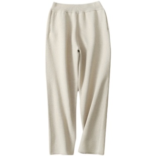 羊毛裤女外穿宽松奶奶裤加厚针织休闲哈伦裤 女九分裤 萝卜裤四季