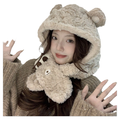 毛茸茸的帽子女秋冬防寒保暖护耳