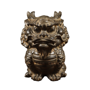 仿古石雕天然青石手工雕刻 麒麟龙兽 整石雕刻中式民俗装饰摆件