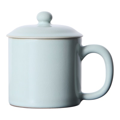 雅瓷 汝窑养正杯 茶杯男士陶瓷杯汝瓷办公杯带盖泡茶专用茶水杯