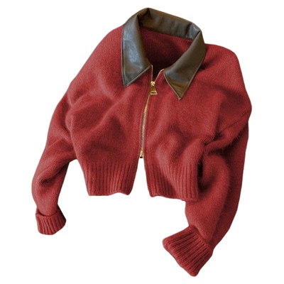 加厚双拉链毛衣开衫女外套