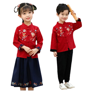 男童汉服儿童唐装新年元霄服饰礼服幼儿园春秋古装新中式女童裙子