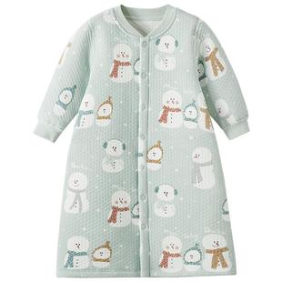 宝宝睡袍冬季婴儿保暖睡衣夹棉婴幼儿睡袋纯棉男女儿童家居服冬装