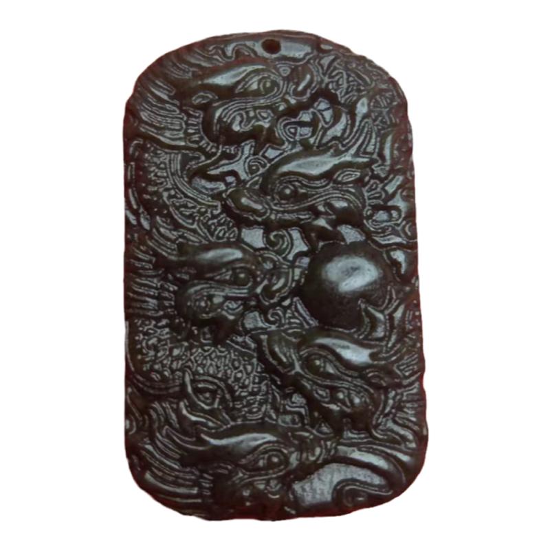 和田玉黑青五代同堂挂件细糯油润手工好寓意福寿满堂配绳和礼盒。