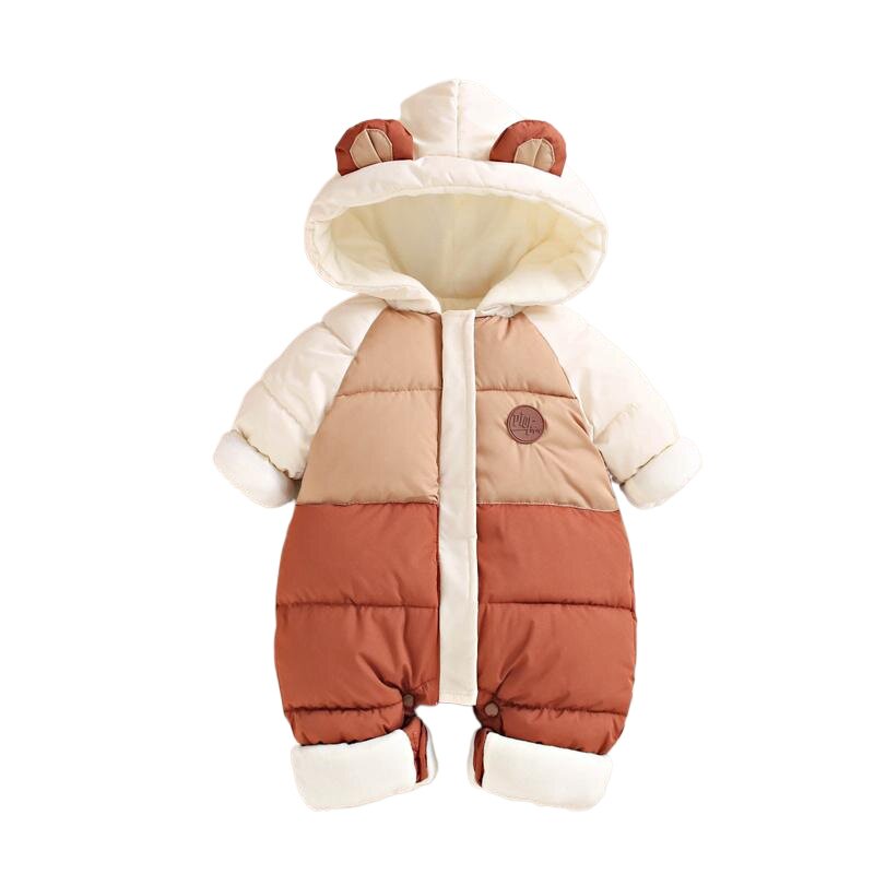 冬季加厚保暖连帽卡通宝宝爬服