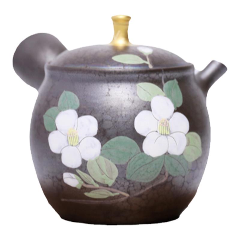 日本常滑烧急须 昭龙-180 白椿金钮230ml 纯手工日式紫砂侧把茶壶