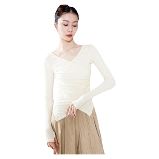 dancetoday现代舞练功服女冬季黑色长袖上衣古典舞形体成人舞蹈服