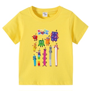 数字积木Numberblocks儿童t恤男童短袖纯棉男孩夏季半袖夏装衣服