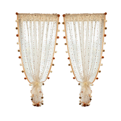 彩虹糖豆棉麻窗帘多巴胺可门帘