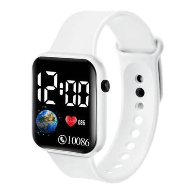 新款时尚地球LED学生女男女电子手表小长方块防水腕带手表电子表