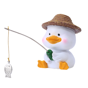 可爱小鸭子钓鱼水族箱假山流水古法鱼缸造景装饰花园盆栽景观摆件