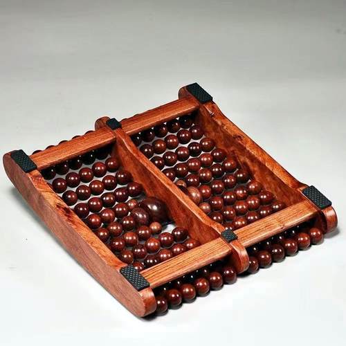 脚底按摩红木足按器圆珠滚轮足底脚踏家用搓脚木制揉脚按摩器实木