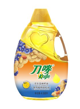 刀唛花生亚麻籽油4.68L瓶装压榨胡麻油食用植物调和油