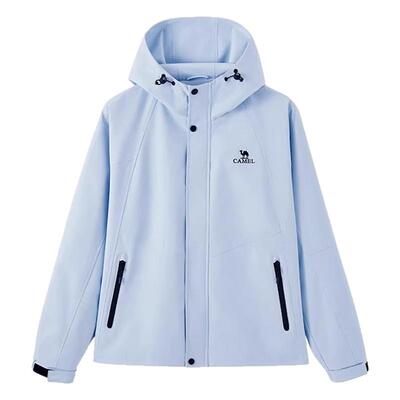 户外冲锋衣骆驼连帽运动风衣休闲