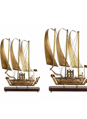 欧美法式书房装饰摆件古典铜帆船