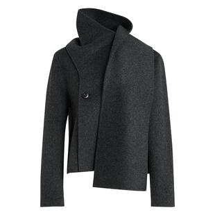 [一体式围巾领设计]LANDI蓝地老钱风山羊绒短款毛呢大衣女冬新品