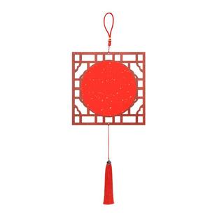 泾风堂 木质镂空挂件万年红洒金diy手写空白对联纸斗方福字书法专用红纸创意春节婚庆喜字新中式装饰挂件