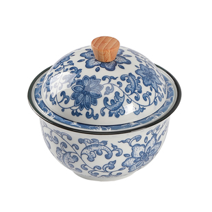 青花陶瓷烟灰缸带盖家用客厅高级感个性潮流防飞灰中式烟缸