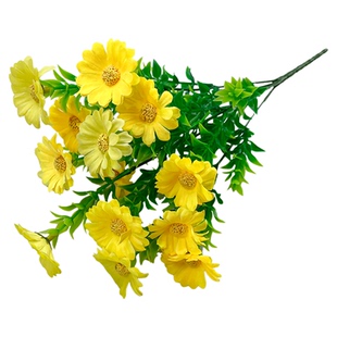 仿真花跳兰菊绢布花人造小雏菊单束塑胶花丝花田园木栅栏隔断装饰