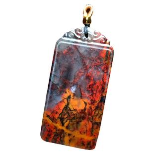 天然玉石桂林鸡血玉原石佩玉坠项链挂件吊坠男女款平安无事素面牌