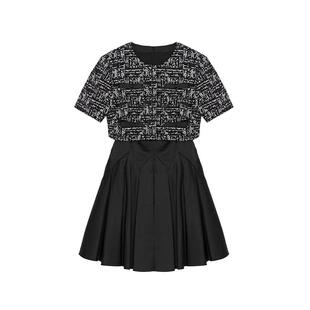 vilan/慧兰连衣裙女2025春秋新款高腰显瘦高级感假两件中长裙裙子