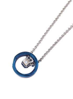 shiohk双环撞色莫桑钻项链男士潮流百搭小众个性高级感情人节刻字