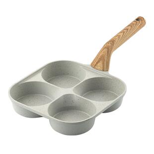 onlycook加深四孔煎蛋锅不粘麦饭石早餐锅鸡蛋汉堡锅四合一蛋堡锅