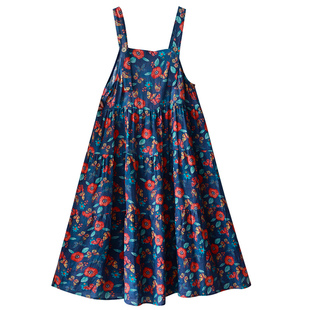 7折【花影藏夏】文艺复古吊带连衣裙女夏季亚麻印花宽松背带裙子