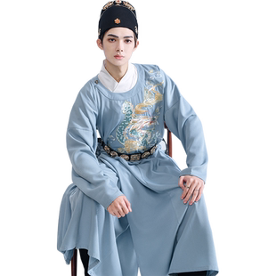 青龙圆领袍丨如梦霓裳原创唐制汉服男装小袖重工中国风刺绣春秋季