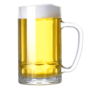 钢化玻璃杯茶杯带把手家用防摔啤酒杯子耐高温扎啤喝水男泡茶水杯