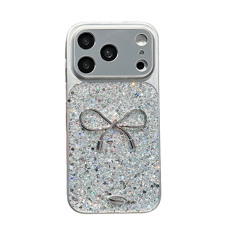 滴胶亮片领结手机壳适用苹果17pro精孔全包iPhone16轻奢15promax女新款14plus网红13闪粉明星同款防摔保护套