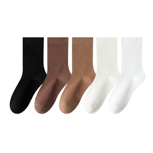 黑色袜子女中筒纯棉秋冬季2025新款爆款堆堆长袜搭配小皮鞋乐福鞋