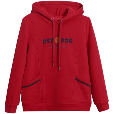 狐族宽松棉质纯色刺绣卫衣