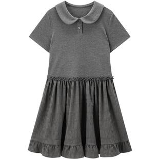 【商场同款】乐町针梭拼娃娃领连衣裙2025夏季新款裙子C1FAF2158