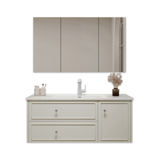 法式橡木浴室柜组合洗手盆卫生间洗漱台卫浴柜陶瓷一体盆智能定制