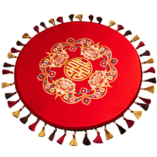结婚跪垫敬茶圆形一对喜字婚礼改口跪拜垫新娘坐福垫喜垫婚庆用品