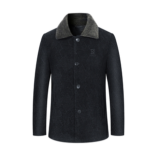 皮尔卡丹正品加绒加厚夹克外套男秋冬款中年商务休闲冬装爸爸外套