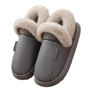包跟棉鞋男士秋冬季家用室内厚底防水加绒棉鞋中老年保暖棉拖鞋女
