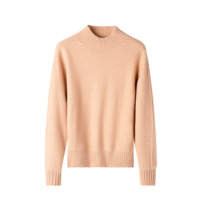 春竹2025秋冬新品100%绵羊毛亮片时尚洋气半高领毛衣保暖女羊毛衫