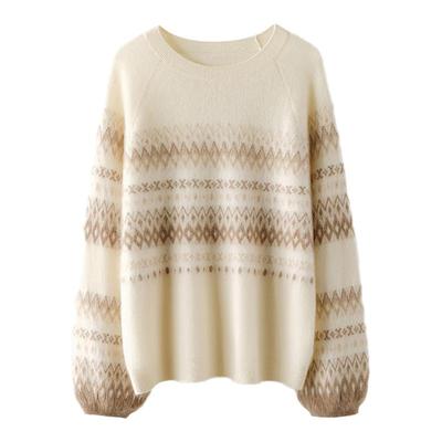 轻奢拉绒100%纯山羊绒衫女慵懒风